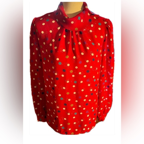 Vintage Contempo of California blouse, red print, career wear - Picture 1 of 10